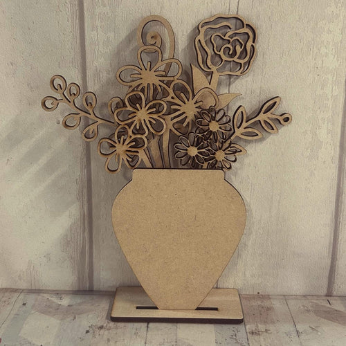 OL5983 - MDF Mixed Flowers Stems pack of 6 style 3 - vase not included - Olifantjie - Wooden - MDF - Lasercut - Blank - Craft - Kit - Mixed Media - UK