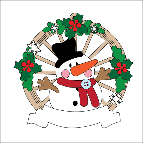 OL5441 - MDF Christmas Themed Cartwheel Hanging Bauble - Snowman - Olifantjie - Wooden - MDF - Lasercut - Blank - Craft - Kit - Mixed Media - UK