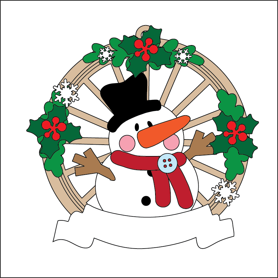 OL5441 - MDF Christmas Themed Cartwheel Hanging Bauble - Snowman - Olifantjie - Wooden - MDF - Lasercut - Blank - Craft - Kit - Mixed Media - UK