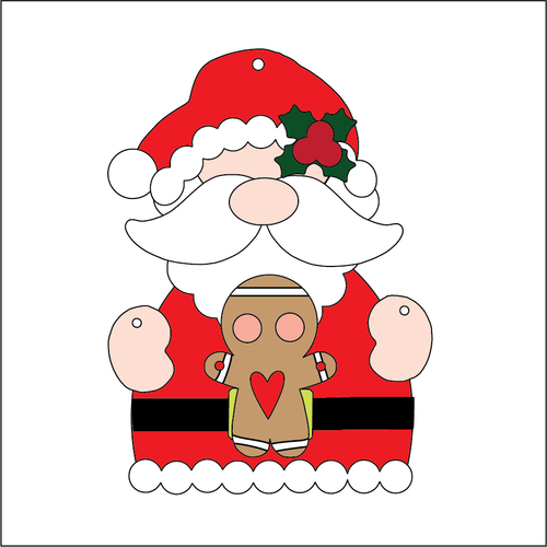 NO387 - MDF 2 Sizes Christmas  Hanging Bauble - Santa Father Christmas Gingerbread - Olifantjie - Wooden - MDF - Lasercut - Blank - Craft - Kit - Mixed Media - UK