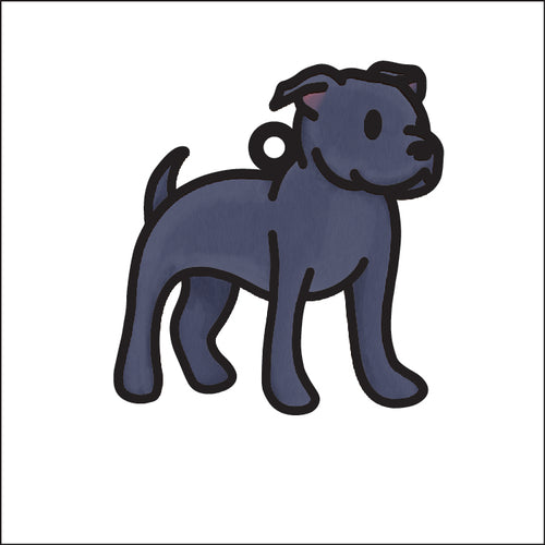 OL4980 - MDF Doodle Cute Dog Animal Hanging Pets  - Staffy - Olifantjie - Wooden - MDF - Lasercut - Blank - Craft - Kit - Mixed Media - UK