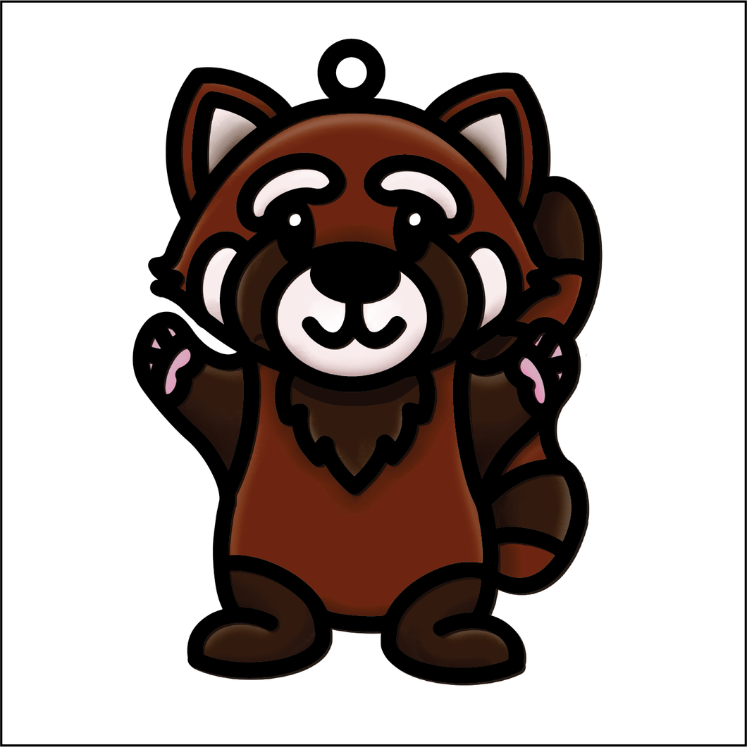 OL4866 - MDF Doodle Cute Animal Hanging - Red Panda 3 - Olifantjie - Wooden - MDF - Lasercut - Blank - Craft - Kit - Mixed Media - UK