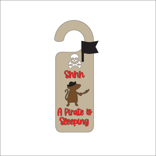 DH040 - Door Hanger - Shhh A Pirate is Sleeping - Olifantjie - Wooden - MDF - Lasercut - Blank - Craft - Kit - Mixed Media - UK