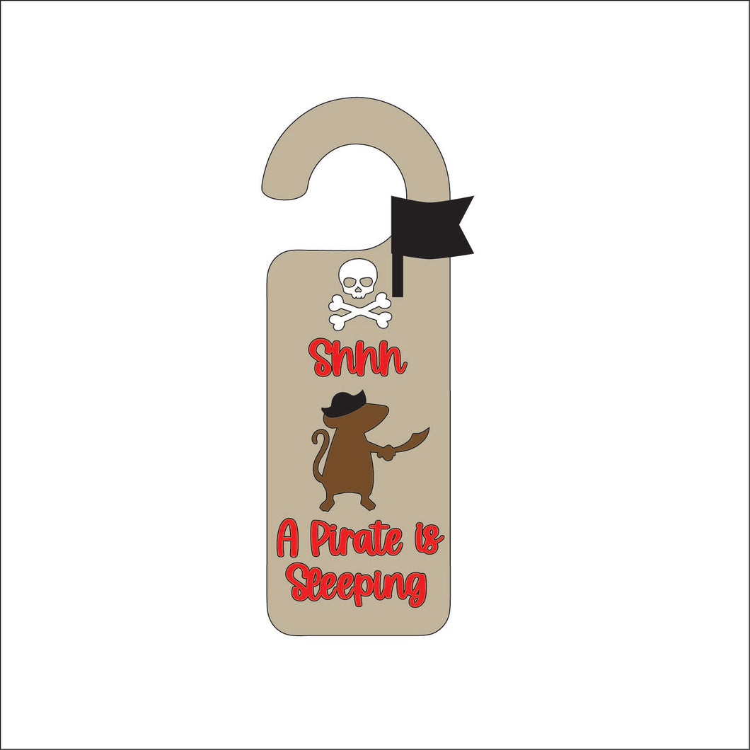 DH040 - Door Hanger - Shhh A Pirate is Sleeping - Olifantjie - Wooden - MDF - Lasercut - Blank - Craft - Kit - Mixed Media - UK