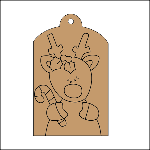 NO237 - MDF 2 Sizes  Christmas Hanging Bauble - Engraved Christmas Tag - Reindeer - Olifantjie - Wooden - MDF - Lasercut - Blank - Craft - Kit - Mixed Media - UK