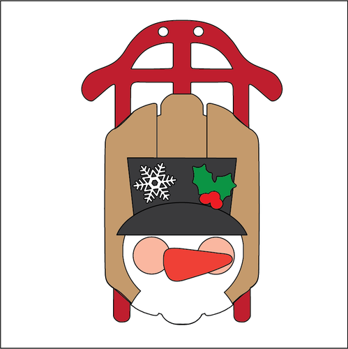 NO390 - MDF 2 Sizes Christmas  Hanging Bauble - Sled - Snowman - Olifantjie - Wooden - MDF - Lasercut - Blank - Craft - Kit - Mixed Media - UK