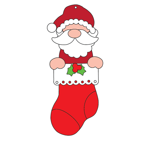 NO382 - MDF 2 Sizes Christmas Stocking Santa Hanging Bauble - Olifantjie - Wooden - MDF - Lasercut - Blank - Craft - Kit - Mixed Media - UK