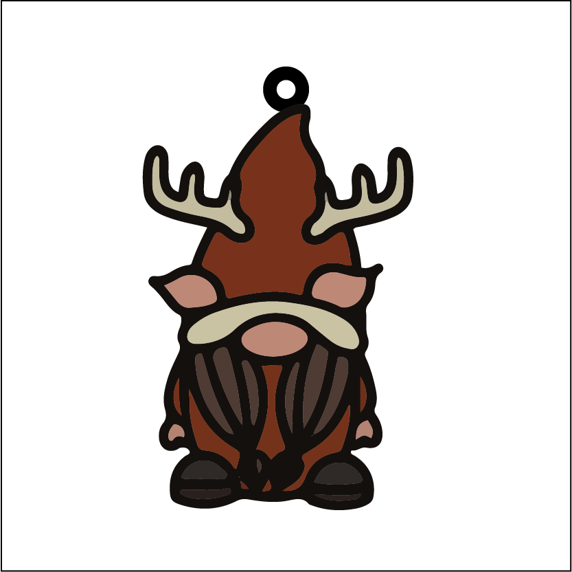 OL5524 - MDF Doodle Character Christmas Hanging Bauble - Gnome - Female Reindeer - Olifantjie - Wooden - MDF - Lasercut - Blank - Craft - Kit - Mixed Media - UK