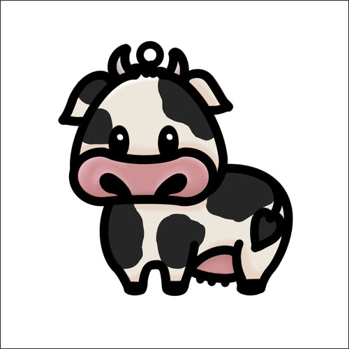 OL4808 - MDF Doodle Cute Animal Hanging Farm  - Cow - Olifantjie - Wooden - MDF - Lasercut - Blank - Craft - Kit - Mixed Media - UK