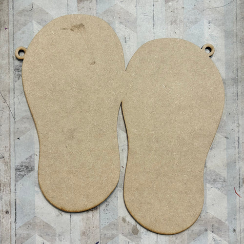 PL077 - MDF Blank Plaque - Optional Hanging - Flip Flops - Olifantjie - Wooden - MDF - Lasercut - Blank - Craft - Kit - Mixed Media - UK