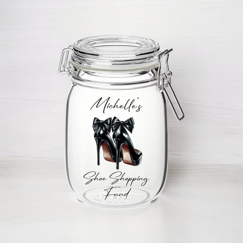 UV268 - Personalised Fund Jar UVDTF Decal - Shoe Fund style 2 - Olifantjie - Wooden - MDF - Lasercut - Blank - Craft - Kit - Mixed Media - UK