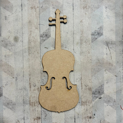 PL086 - MDF Blank Plaque - Optional Hanging - Violin - Olifantjie - Wooden - MDF - Lasercut - Blank - Craft - Kit - Mixed Media - UK