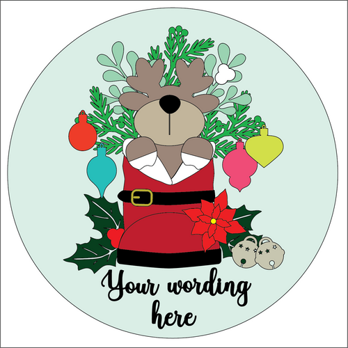 OL5296 - MDF Mix and Match Christmas Santa Boot Plaque - With Interchangable theme (Purchase separate under listing) - Rudolph Reindeer - Olifantjie - Wooden - MDF - Lasercut - Blank - Craft - Kit - Mixed Media - UK