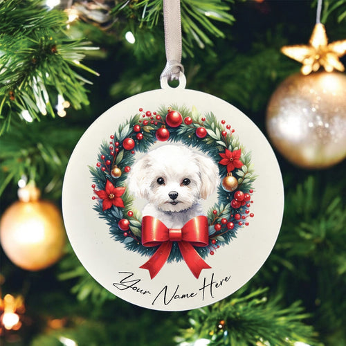 Sandra Menzies Only - Christmas Wreath Dog Baubles - Olifantjie - Wooden - MDF - Lasercut - Blank - Craft - Kit - Mixed Media - UK