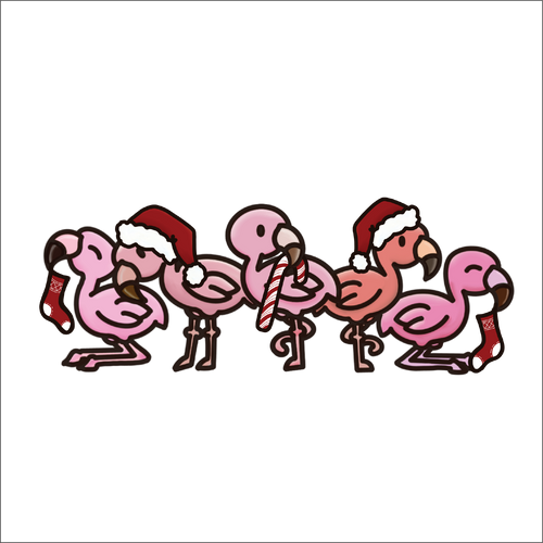 OL5464  - MDF Doodle Stacked Christmas Flamingos - Olifantjie - Wooden - MDF - Lasercut - Blank - Craft - Kit - Mixed Media - UK