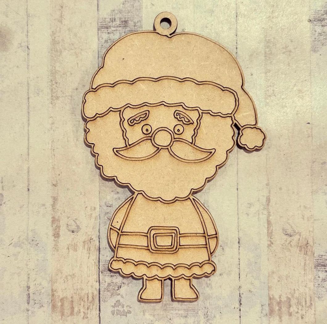 NO423 - MDF 2 Sizes  Christmas Engraved Hanging Bauble - Santa Claus Father Christmas - Olifantjie - Wooden - MDF - Lasercut - Blank - Craft - Kit - Mixed Media - UK