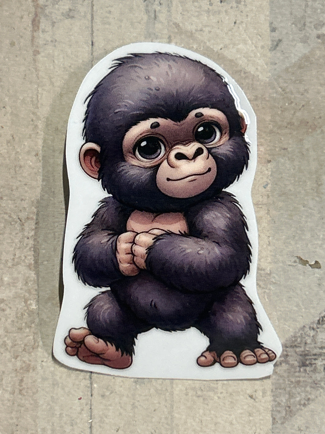 UV761 - UVDTF - Decal only - Cute Baby Gorilla - Olifantjie - Wooden - MDF - Lasercut - Blank - Craft - Kit - Mixed Media - UK