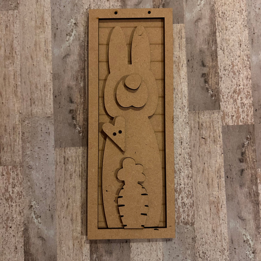 NO861 - MDF Easter Bunny carrot Hanging Plaque - 2 sizes - Olifantjie - Wooden - MDF - Lasercut - Blank - Craft - Kit - Mixed Media - UK