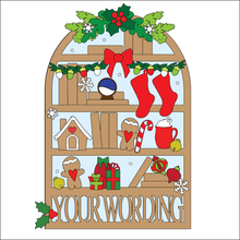 OL6156 - MDF Large Arched Christmas Themed Personalised Book Case Plaque with optional stand
