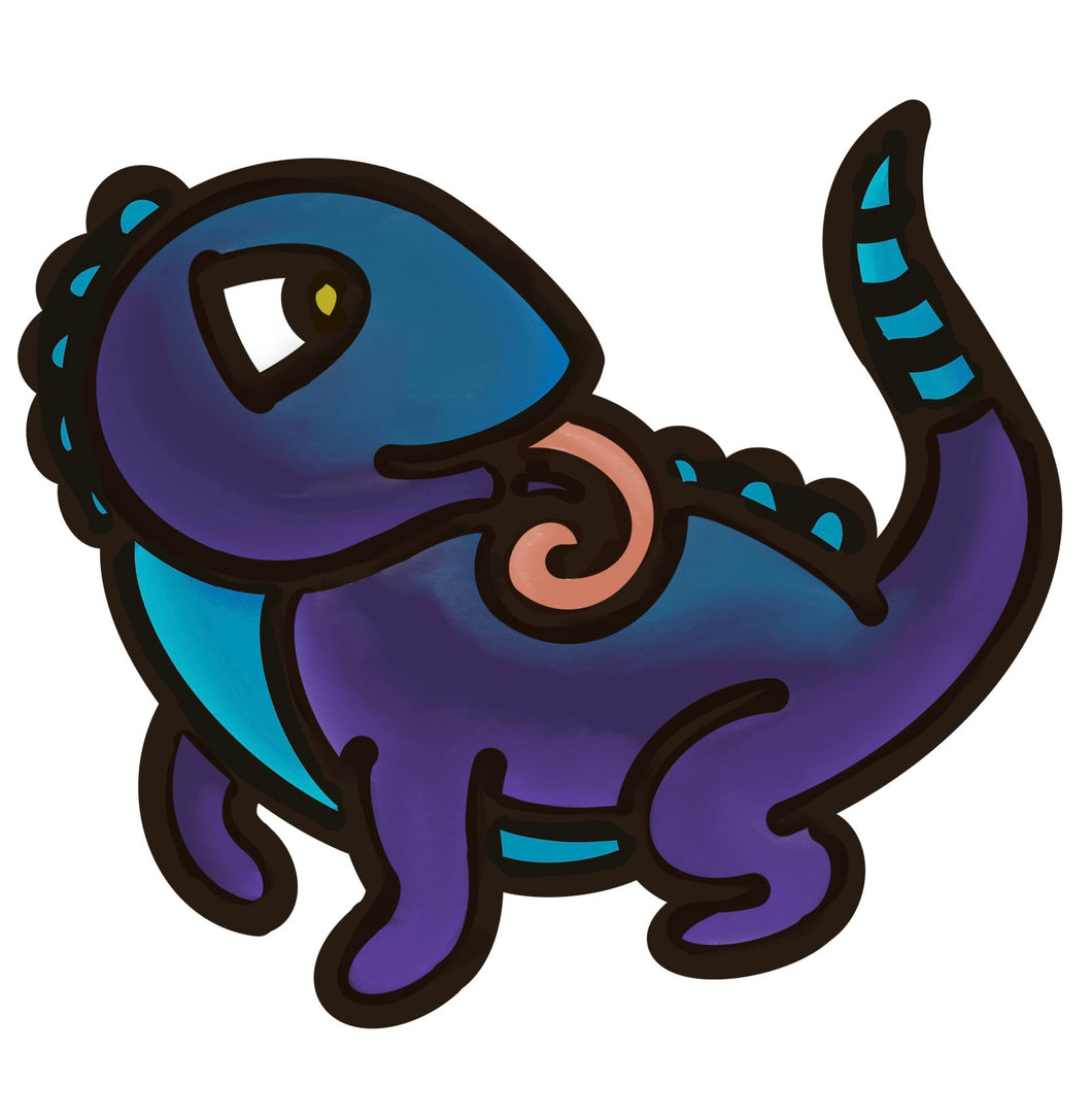 OL4537 - MDF Doodle Cute Animal Hanging Reptile - Iguana - Olifantjie - Wooden - MDF - Lasercut - Blank - Craft - Kit - Mixed Media - UK