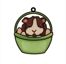 OL4246 - MDF Doodle Guineapig Easter Basket Hanging - With or without Banner - Olifantjie - Wooden - MDF - Lasercut - Blank - Craft - Kit - Mixed Media - UK