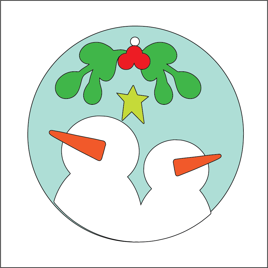 NO384 - MDF 2 Sizes Christmas Round  Hanging Bauble - Snowman 6 - Olifantjie - Wooden - MDF - Lasercut - Blank - Craft - Kit - Mixed Media - UK