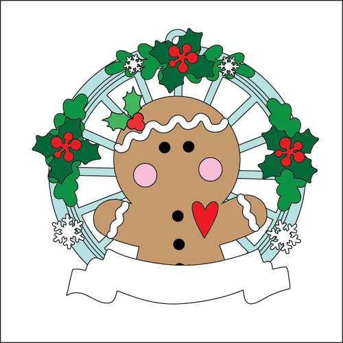 OL5440 - MDF Christmas Themed Cartwheel Hanging Bauble - Gingerbread - Olifantjie - Wooden - MDF - Lasercut - Blank - Craft - Kit - Mixed Media - UK