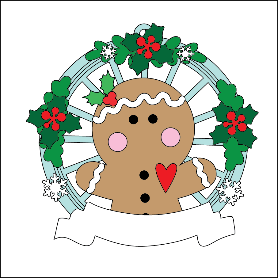 OL5440 - MDF Christmas Themed Cartwheel Hanging Bauble - Gingerbread - Olifantjie - Wooden - MDF - Lasercut - Blank - Craft - Kit - Mixed Media - UK