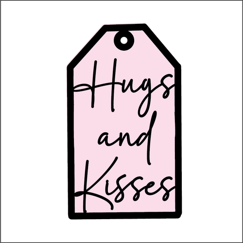 OL5524 - MDF Valentines Tag - Hugs and Kisses - Olifantjie - Wooden - MDF - Lasercut - Blank - Craft - Kit - Mixed Media - UK