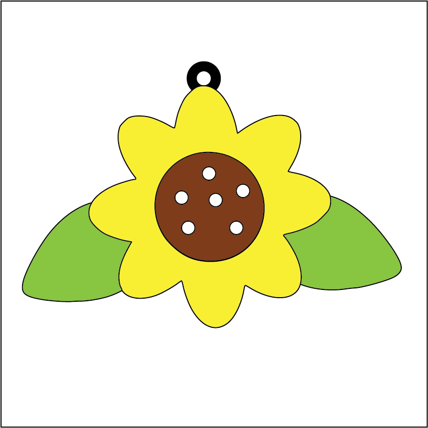 NO210 - MDF 2 Sizes Cute Sunflower Hanging - Olifantjie - Wooden - MDF - Lasercut - Blank - Craft - Kit - Mixed Media - UK