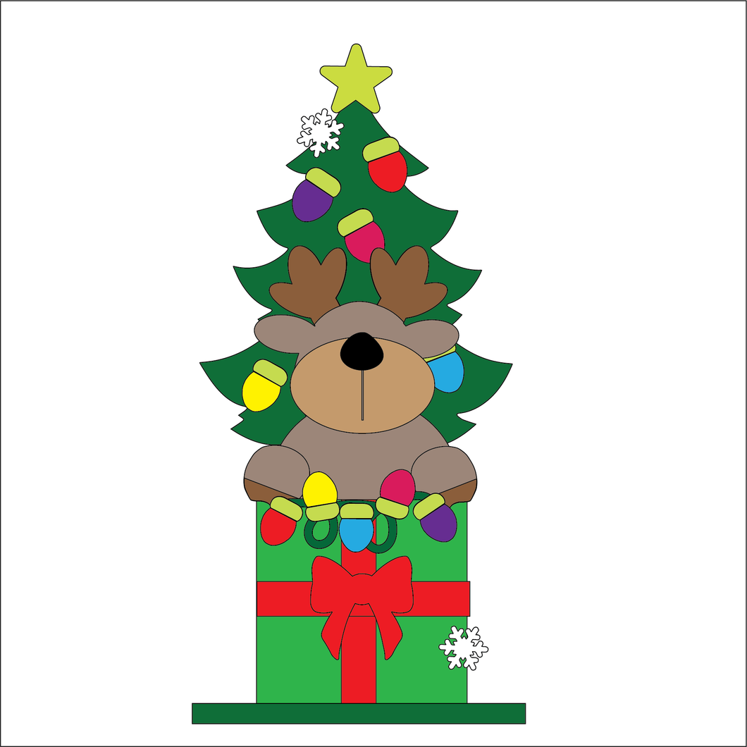 OL5386 - MDF Christmas Lights Tree Stacker Freestanding Kit - Reindeer - Olifantjie - Wooden - MDF - Lasercut - Blank - Craft - Kit - Mixed Media - UK