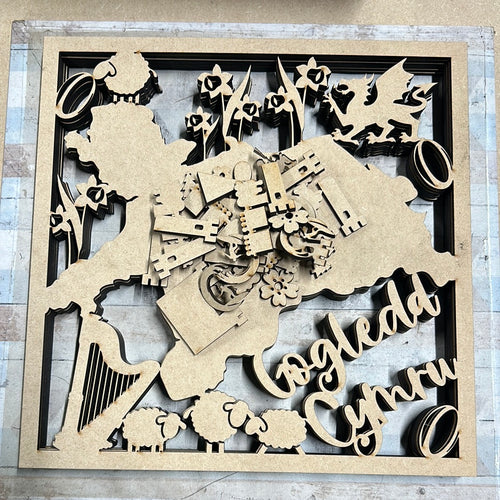 CC38 Sale 25cm x 6 north wales Welsh plaques - Olifantjie - Wooden - MDF - Lasercut - Blank - Craft - Kit - Mixed Media - UK