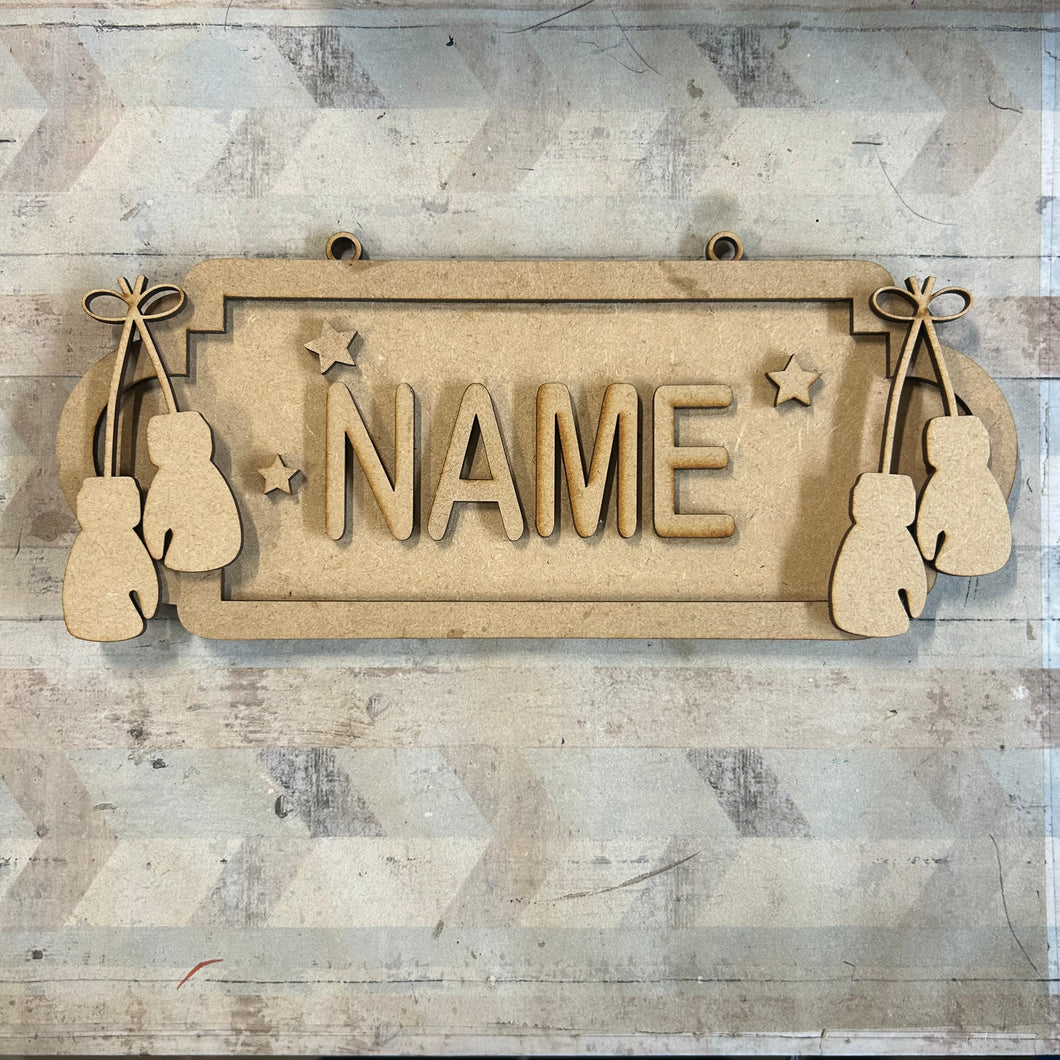 SS198 - MDF Boxing Personalised Street Sign - Medium (8 letters) - Olifantjie - Wooden - MDF - Lasercut - Blank - Craft - Kit - Mixed Media - UK