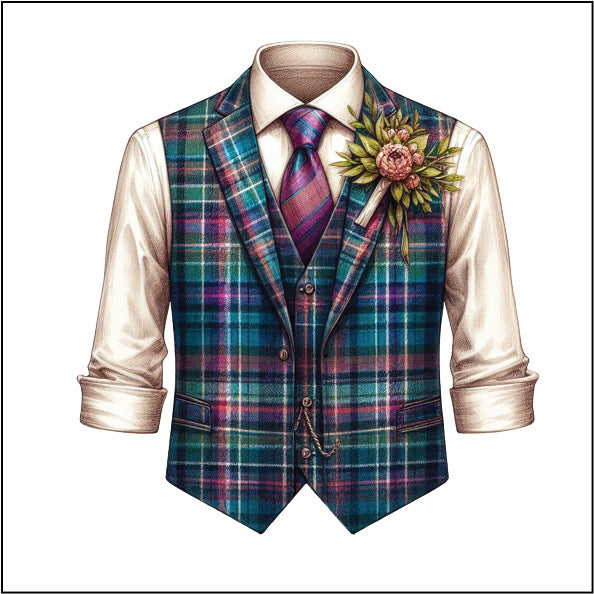 UV420 - UVDTF - Wedding Event Prom Theme - Suit Waistcoat style 13 - Olifantjie - Wooden - MDF - Lasercut - Blank - Craft - Kit - Mixed Media - UK