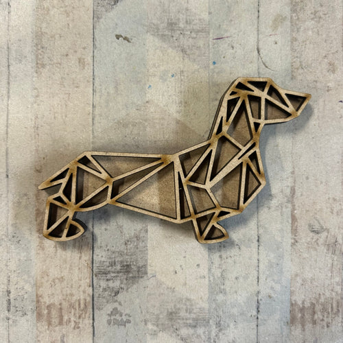 OL4996 - MDF Mini 9.5cm dachshund with plain Backing Perfect for magnets! BBC - Olifantjie - Wooden - MDF - Lasercut - Blank - Craft - Kit - Mixed Media - UK