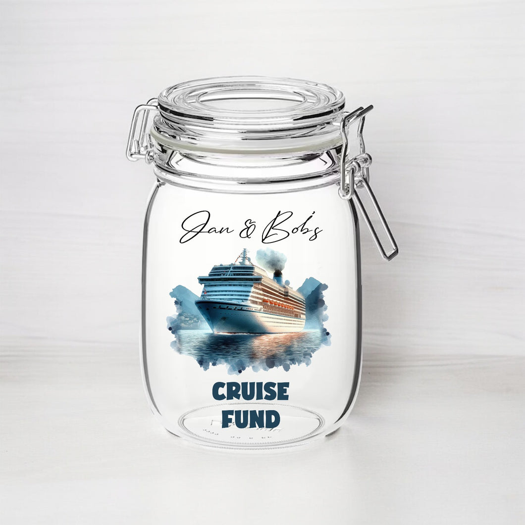 UV250 - Personalised Fund Jar UVDTF Decal - Cruise Fund - Olifantjie - Wooden - MDF - Lasercut - Blank - Craft - Kit - Mixed Media - UK