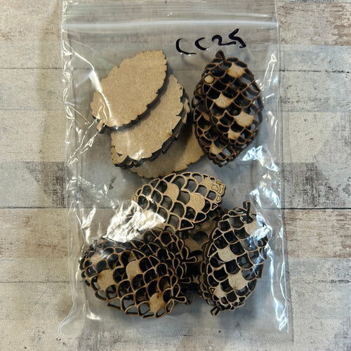 Sale CC25 pinecones 5cm - Olifantjie - Wooden - MDF - Lasercut - Blank - Craft - Kit - Mixed Media - UK
