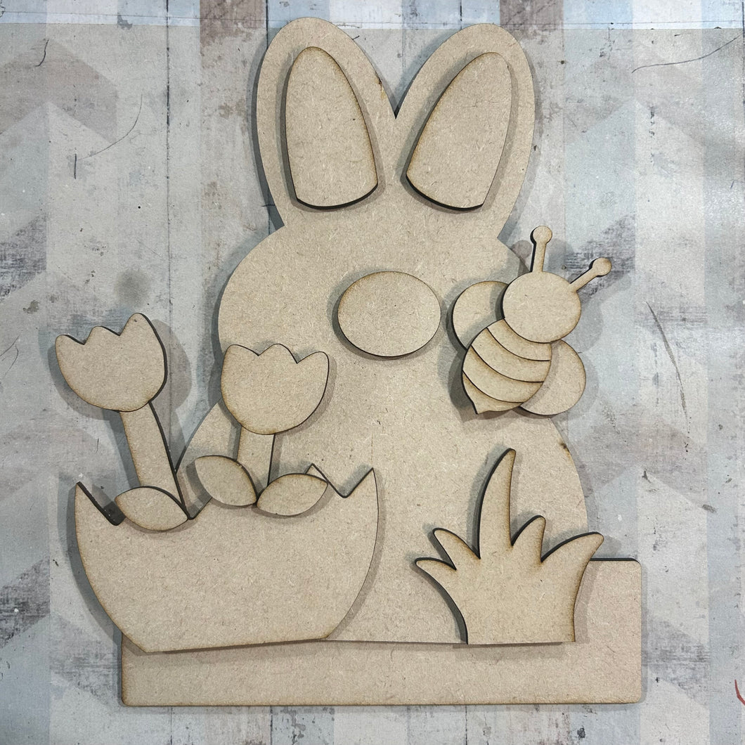 NO616 - MDF Large Freestanding Tulip Egg Bunny Scene - Olifantjie - Wooden - MDF - Lasercut - Blank - Craft - Kit - Mixed Media - UK