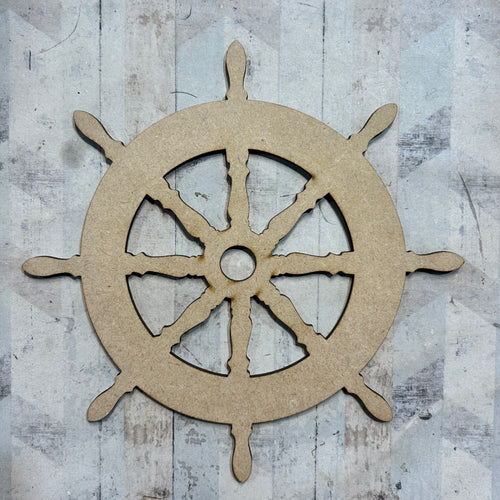 PL095 - MDF Blank Plaque - Optional Hanging - Ship Wheel - Olifantjie - Wooden - MDF - Lasercut - Blank - Craft - Kit - Mixed Media - UK