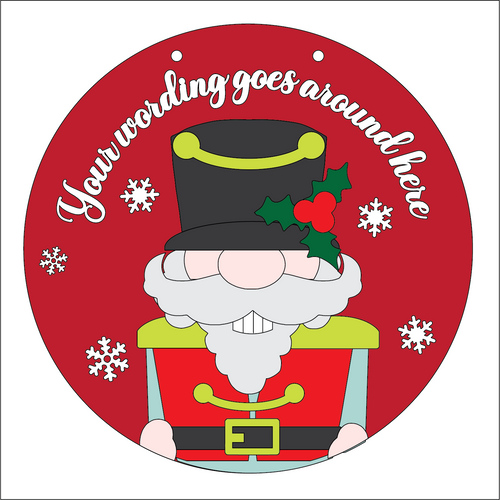 OL5310 - Large Round Personalised Christmas Plaque - Optional Hanging - Nutcracker - Olifantjie - Wooden - MDF - Lasercut - Blank - Craft - Kit - Mixed Media - UK