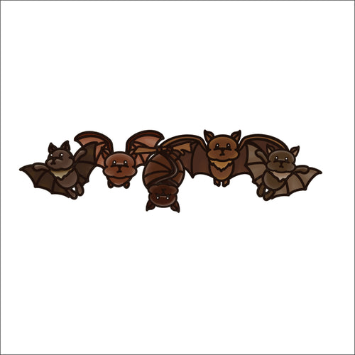 OL4677  - MDF doodle Horizontal stacker - Bats - Olifantjie - Wooden - MDF - Lasercut - Blank - Craft - Kit - Mixed Media - UK