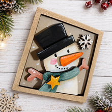 NO865 - MDF Snowman 2 square plaque - Olifantjie - Wooden - MDF - Lasercut - Blank - Craft - Kit - Mixed Media - UK