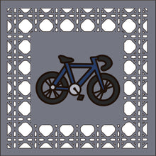 OL4377 - MDF Rattan effect square plaque with vehicle doodle - Bike - Olifantjie - Wooden - MDF - Lasercut - Blank - Craft - Kit - Mixed Media - UK