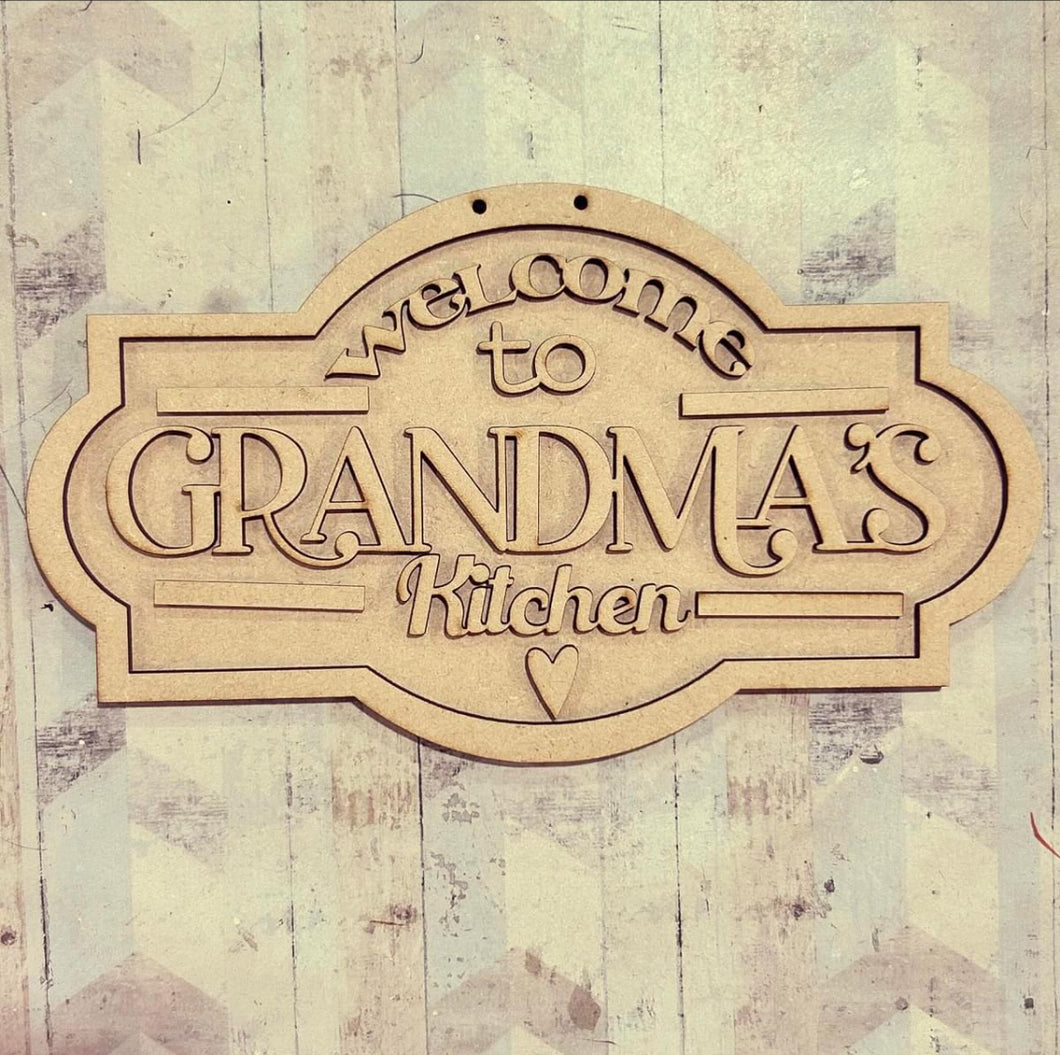 NO408 - MDF Large Grandmas Kitchen  Sign - Olifantjie - Wooden - MDF - Lasercut - Blank - Craft - Kit - Mixed Media - UK