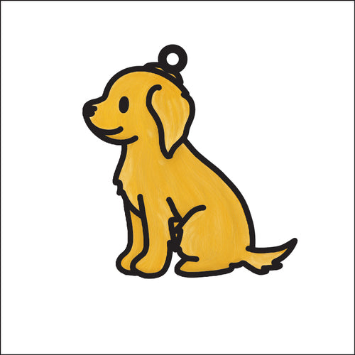 OL4981 - MDF Doodle Cute Dog Animal Hanging Pets  - Golden Retriever - Olifantjie - Wooden - MDF - Lasercut - Blank - Craft - Kit - Mixed Media - UK