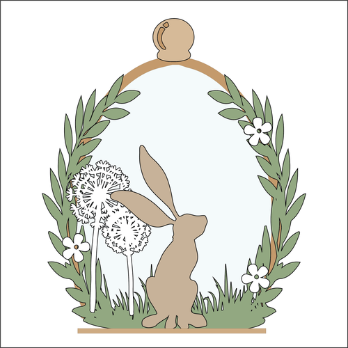 OL4922 - MDF Cloche - Single Hare Dandelion - Freestanding or Hanging/no holes - Acrylic white, or clear or MDF Cloche - Olifantjie - Wooden - MDF - Lasercut - Blank - Craft - Kit - Mixed Media - UK