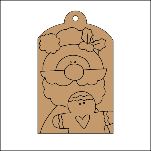 NO239 - MDF 2 Sizes  Christmas Hanging Bauble - Engraved Christmas Tag - Santa Gingerbread - Olifantjie - Wooden - MDF - Lasercut - Blank - Craft - Kit - Mixed Media - UK