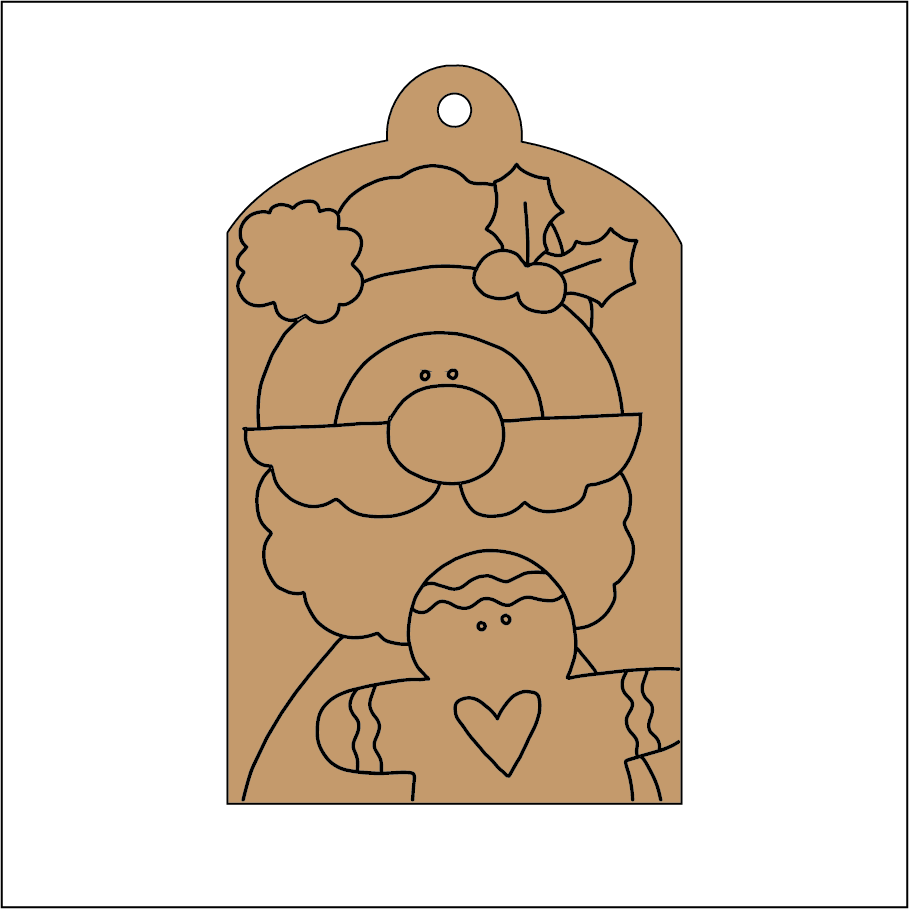 NO239 - MDF 2 Sizes  Christmas Hanging Bauble - Engraved Christmas Tag - Santa Gingerbread - Olifantjie - Wooden - MDF - Lasercut - Blank - Craft - Kit - Mixed Media - UK