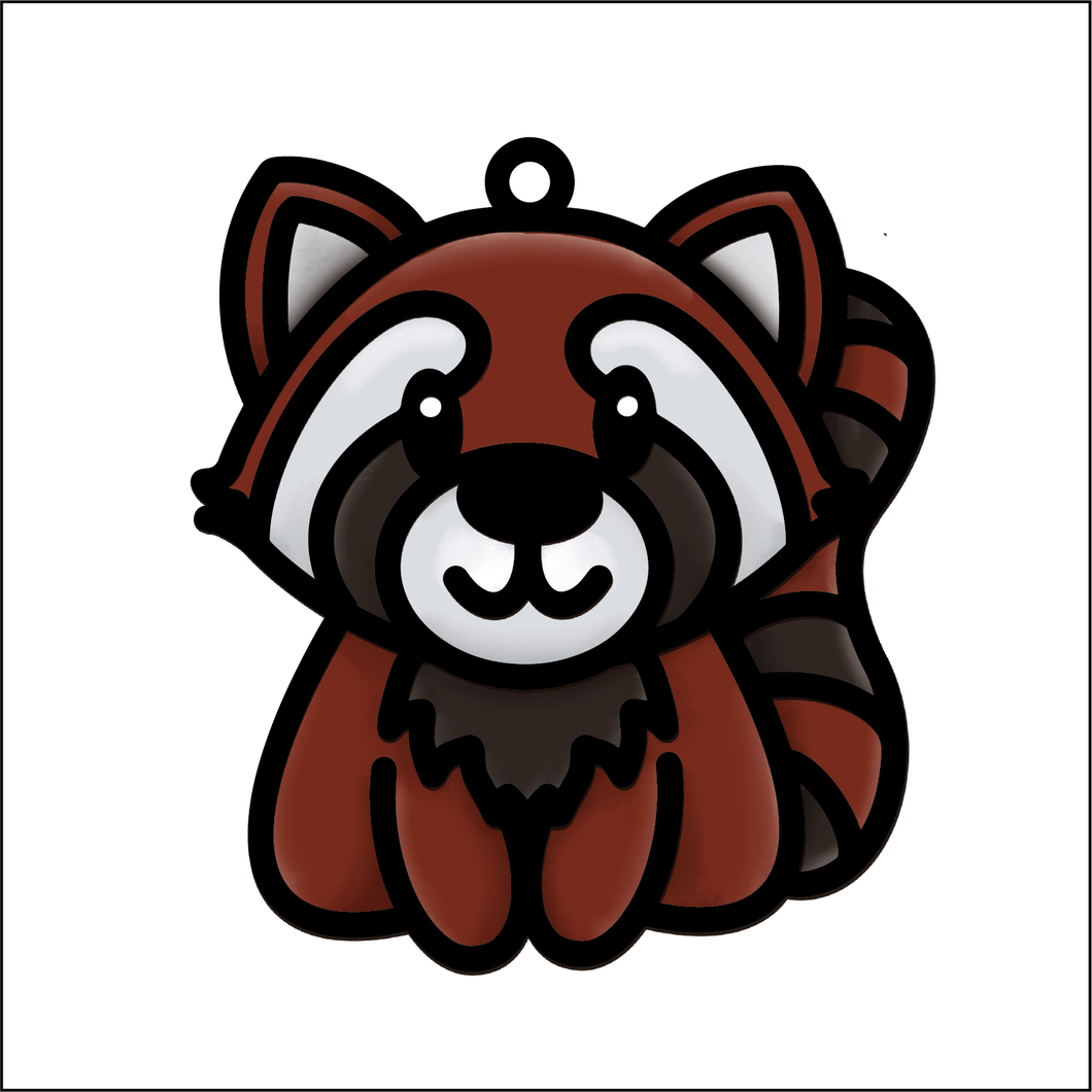 OL4868 - MDF Doodle Cute Animal Hanging - Red Panda 5 - Olifantjie - Wooden - MDF - Lasercut - Blank - Craft - Kit - Mixed Media - UK