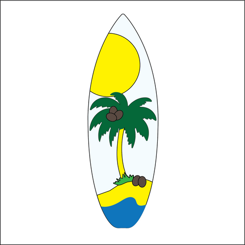 OL5147 - MDF  Vertical Themed Surfboard - Palm Tree - Olifantjie - Wooden - MDF - Lasercut - Blank - Craft - Kit - Mixed Media - UK